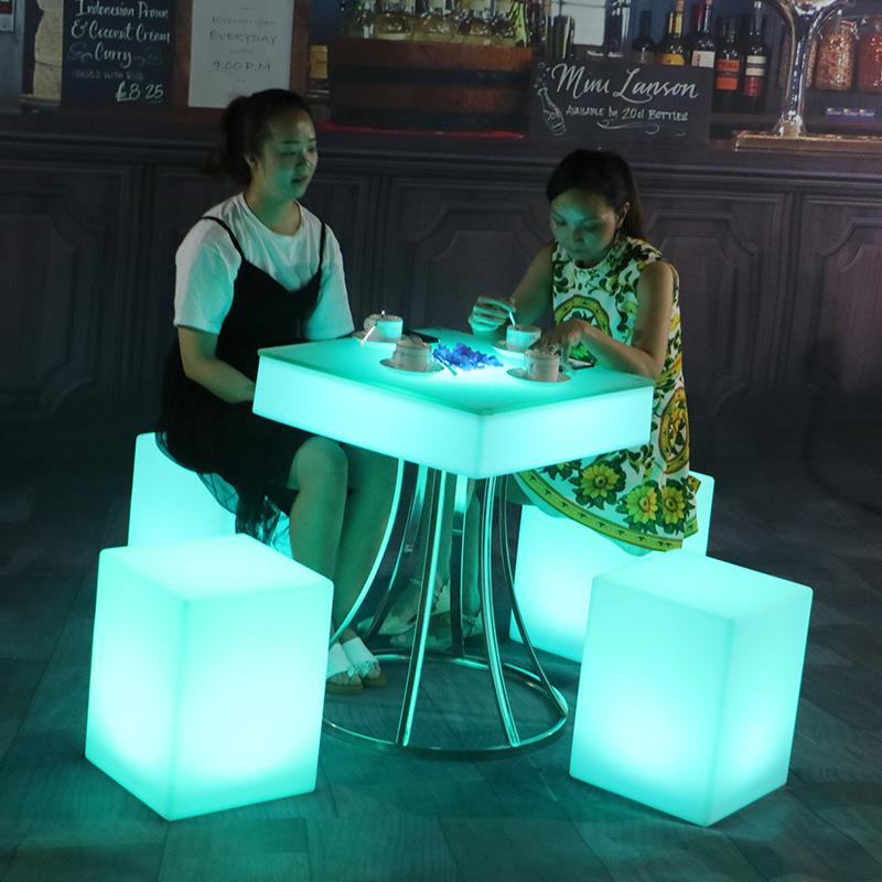 e1发光方形茶几凳子组合户外酒矮吧KTV时d尚座l椅包厢卡座的吧台