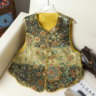 新中式织锦马甲女鎏金高级感气质国风坎肩轻奢女