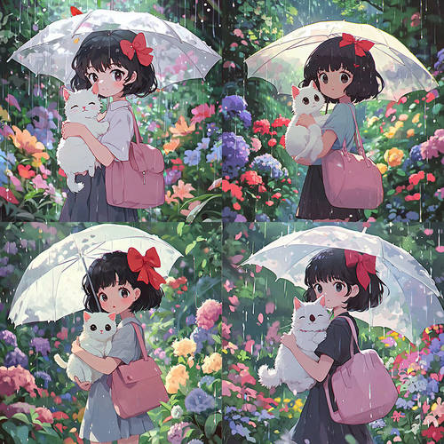 卡通雨伞女孩钻石画diy手工钻石贴画带框客厅卧室装饰厂家
