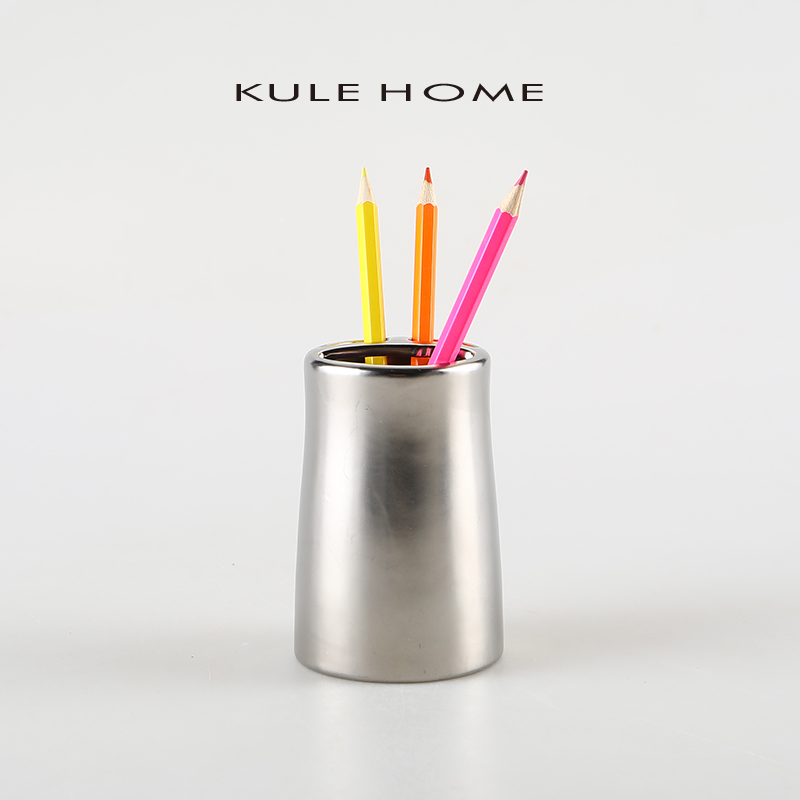 KULE HOME 创意文具学生桌面陶瓷摆件毛笔中国风多功能办公笔筒