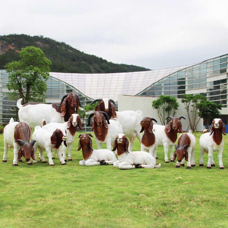 户外园林仿真动物波尔羊雕塑花园庭院草坪农场玻璃钢模型景观摆件
