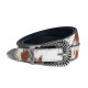 DYZZYMOTIF 马毛复古奶牛纹合金扣潮流街头白色皮带腰带 目玄组