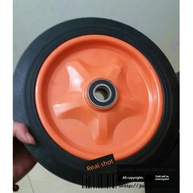 10寸双轴承20孔25孔高弹橡胶轮 脚轮轮子 双轴承实心轮手推车配件