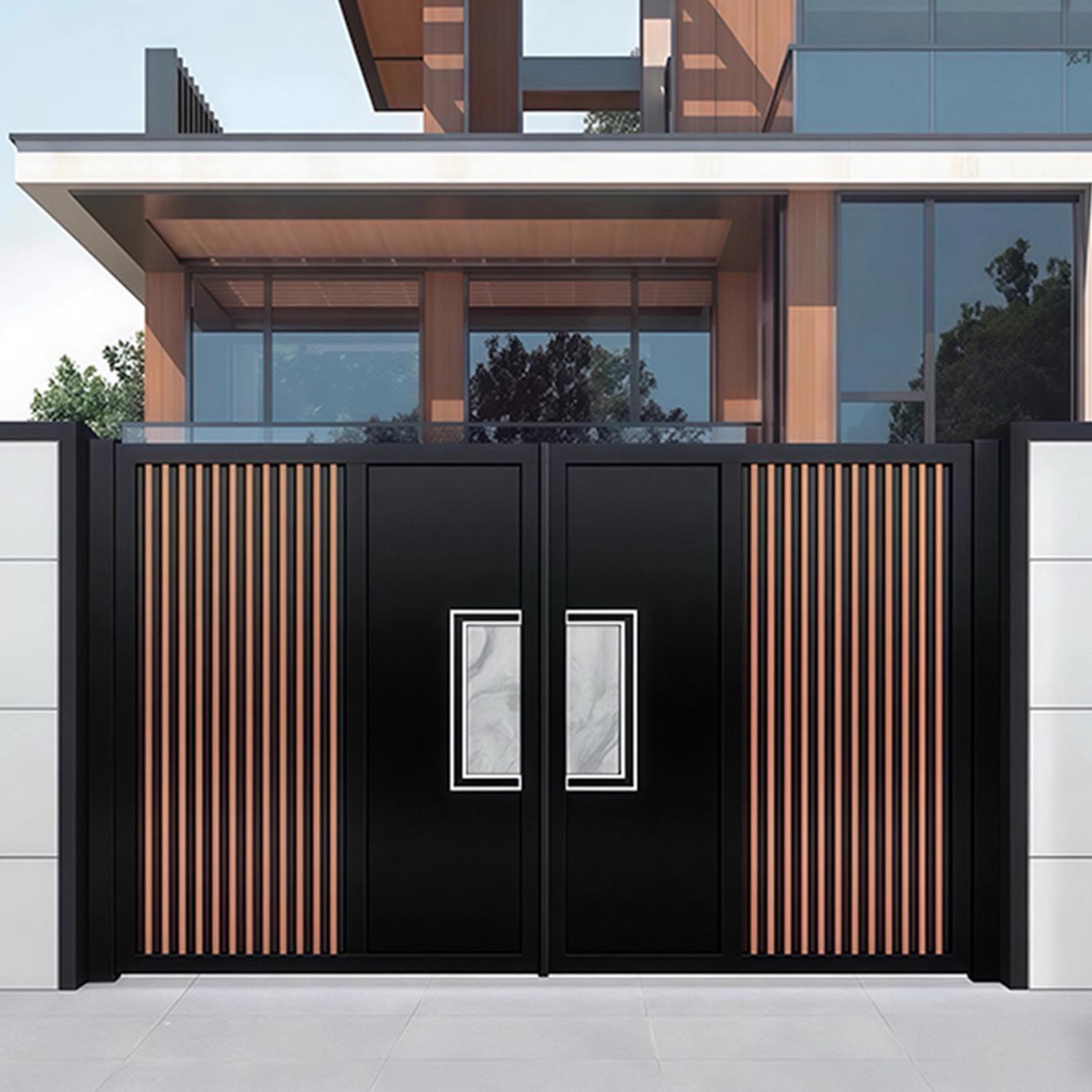 户外铝合金庭院别墅大门入户别墅庭院大门铁艺不锈钢铝合金双开门