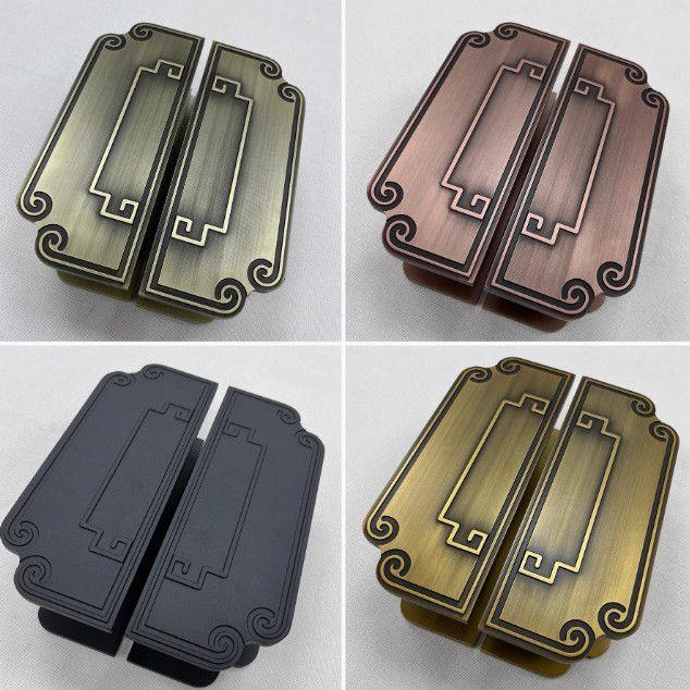 新中式方形拉手玻璃门大拉手中国风铝板雕刻极简复古精雕定制款