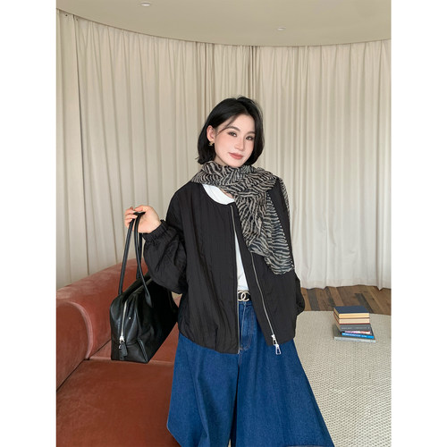 PRASE吕噜噜【轻软棉服】秋季微胖宽松休闲显瘦通勤圆领棉服外套