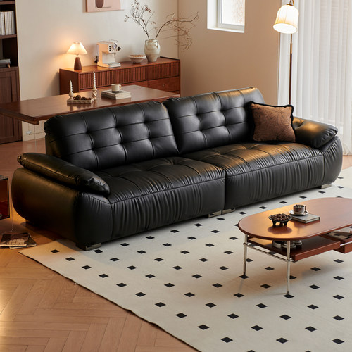 欧派复古风云朵真皮沙发