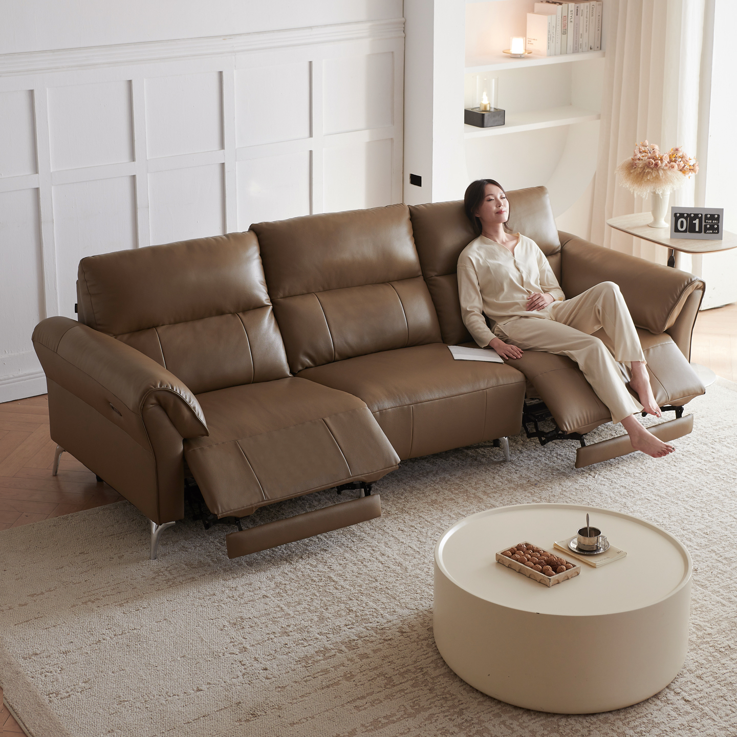 欧派电动功能真皮沙发