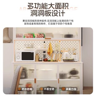 厨房餐边柜靠墙一体防尘置物架家用落地多功能微波炉钢制储物柜