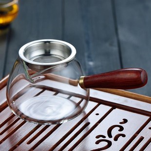 电陶炉煮茶冲茶器 侧把直觉壶加厚耐热玻璃过滤煮茶器家用茶具套装