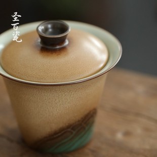 窑变苍山盖碗陶瓷茶杯家用功夫茶具三才碗敬茶杯单个泡茶碗手抓壶