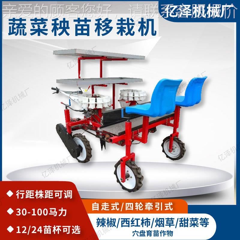农用蔬菜移椒栽苗机 四轮车辣洋葱移苗WGR机 带2行3行西葫芦种载