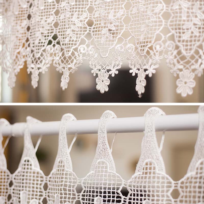 高档水溶蕾丝装饰小挂帘门帘客厅卧室小窗帘纱帘橱柜玻璃遮挡短帘