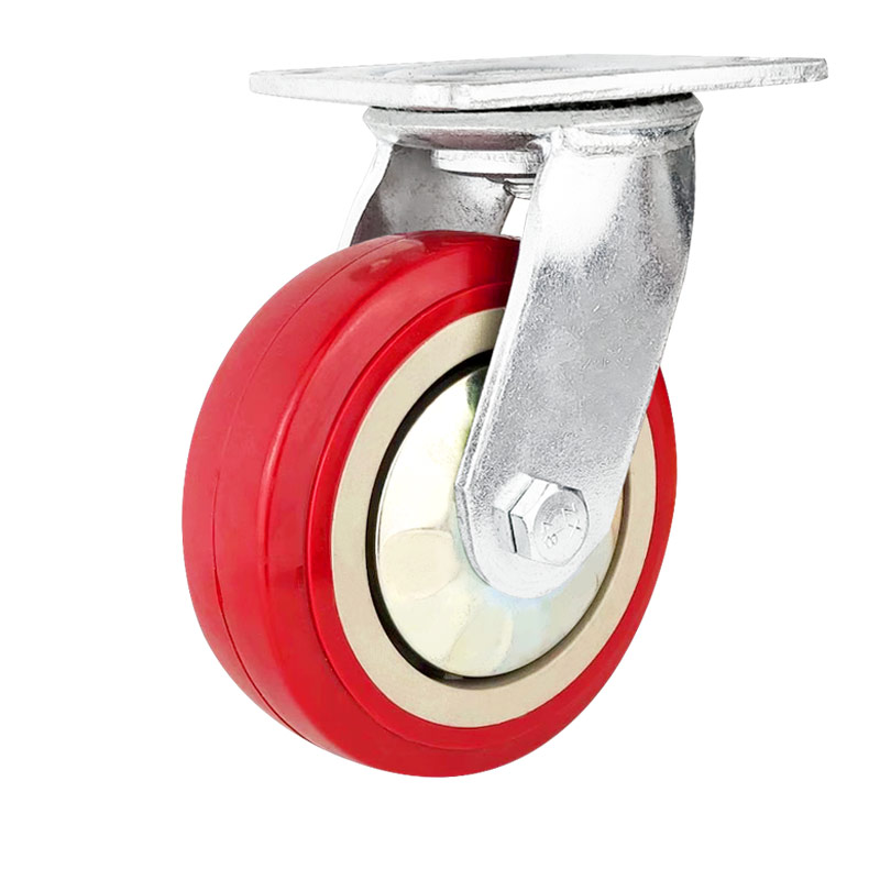 重型脚轮万向轮4/5/6/8寸聚氨酯静音双轴承载重推车平板轮带煞车