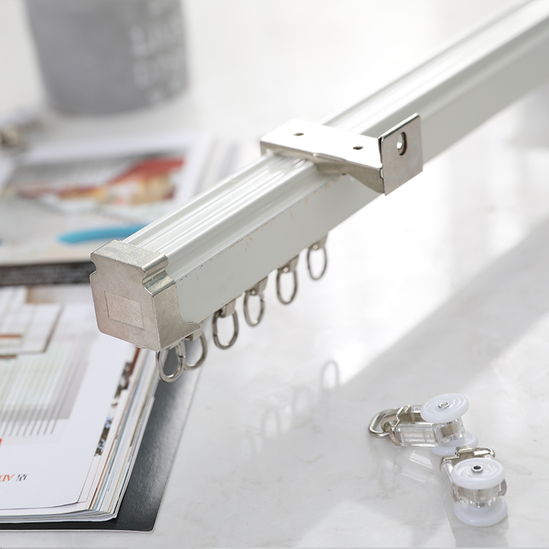 浙家布艺:定制加厚铝合金顶装窗帘轨道滑轨飘窗内开窗阳台杆子