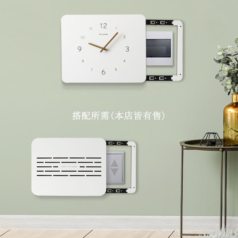 电表箱画装饰画带钟表竖款简约挂钟空开电闸配电箱遮挡时钟免打孔