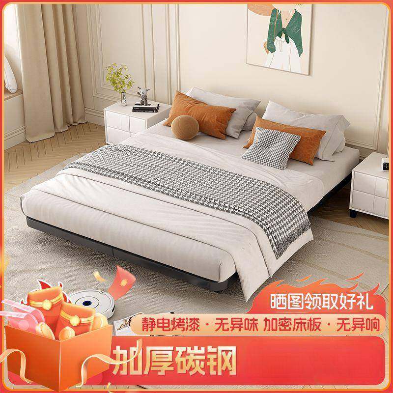 日无品牌/式简无床骨头人悬浮床架子排架约家用铁艺床加厚单双人