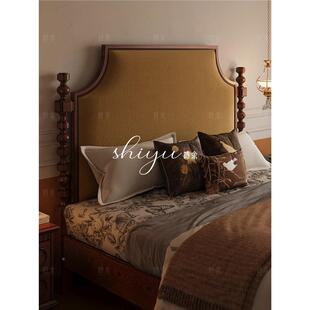 莎冰柱床美式主布艺瑞床法储式1.5米中古风单人公FVX床别墅物床