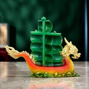 饰工艺品桌面帆船迷你摆设 彩铜一帆风顺摆件家居办公室龙舟装