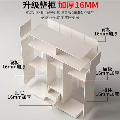 r衣柜家用卧室简约储现代^小出户型实木柜子物柜简易租房C24收纳