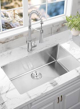 寸欧美amazon热卖0英加厚不EOH锈钢拉丝手工单3槽台下碗池洗配滤