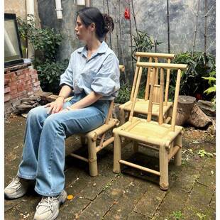 竹椅背子靠椅竹凳子手工阳台小院竹台复古子老座式凳子椅竹TT7621