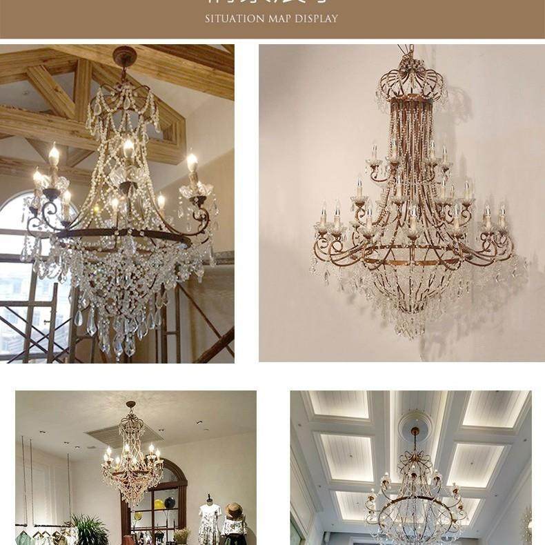 美式复古原木色轻奢水晶吊计灯家用用酒店66309大客堂厅商餐厅设,家装灯饰光源,智能吊灯,淘宝优惠券,粉丝福利购,淘宝优惠卷