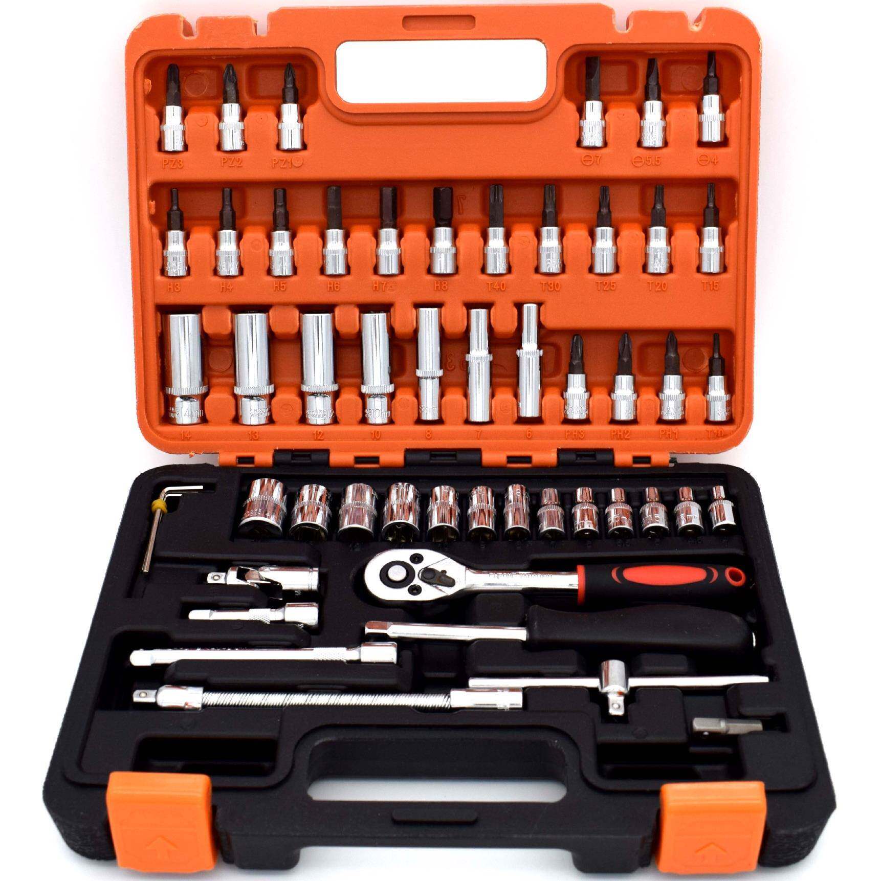 扳53件套装1/4接五杆棘快无品牌/速手套筒汽修汽轮保工具组套金工