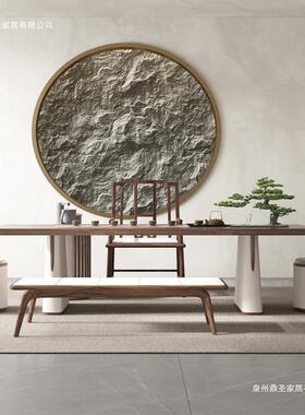 客新中椅式黑胡桃木厅待客泡茶桌谈办公洽LHP喝茶桌组合木蜡油茶