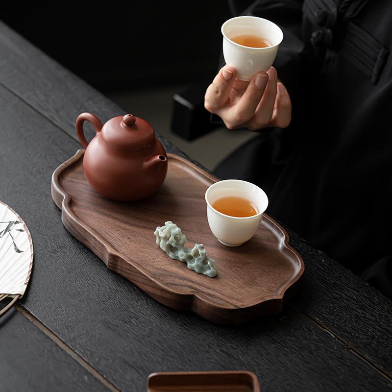 新中式胡桃木壶承干泡盘高端轻奢实木茶盘茶点托盘家用茶台泡茶盘