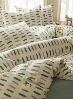 小清新A类纯层婴级tg-87444全棉双纱印花四件套小母碎花棉三件套