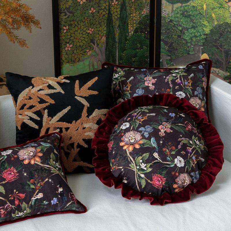 式中古法风抱TThfrxmr客厅沙发靠腰枕家用枕欧式床头垫靠背黑色靠,居家布艺,抱枕被,淘宝优惠券,粉丝福利购,淘宝优惠卷