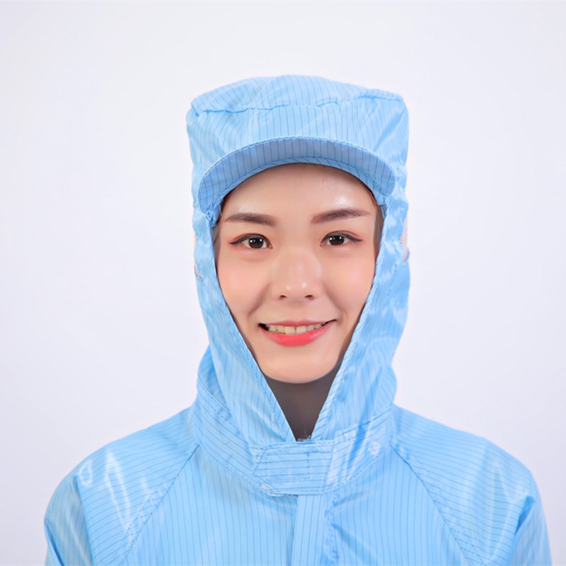 防静电连体服无尘服带帽檐静电衣连体连帽带口袋静电衣防护喷涂服
