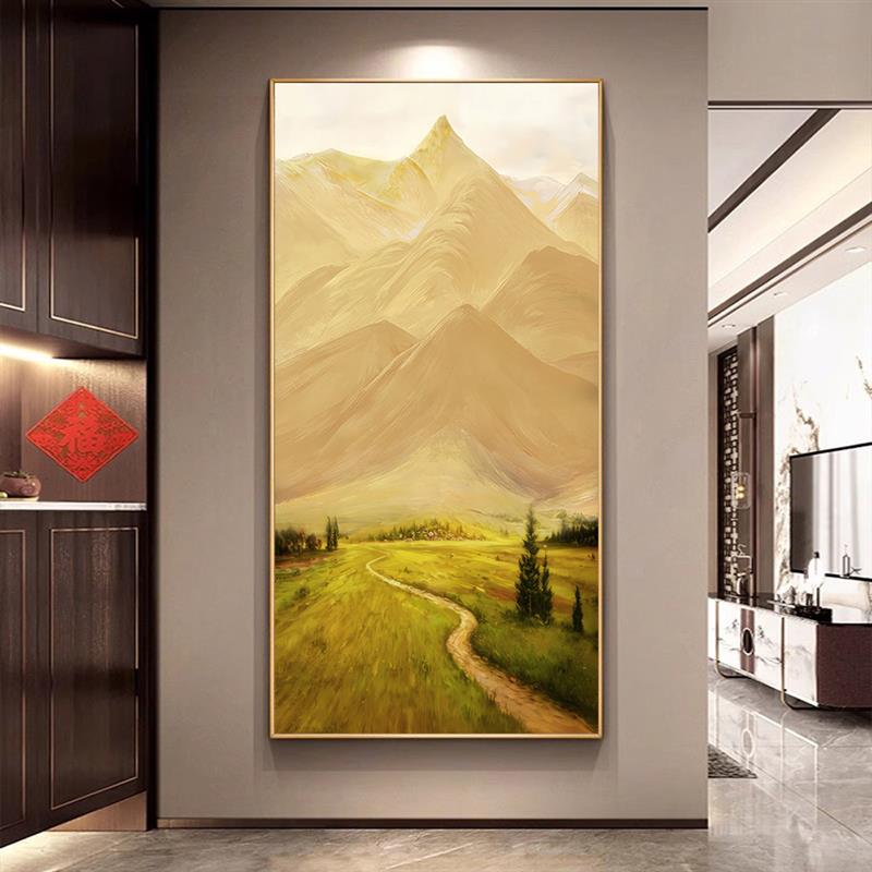 土山挂画有山无水靠山图日照金山玄关装饰画堂屋中堂西墙镇宅壁画