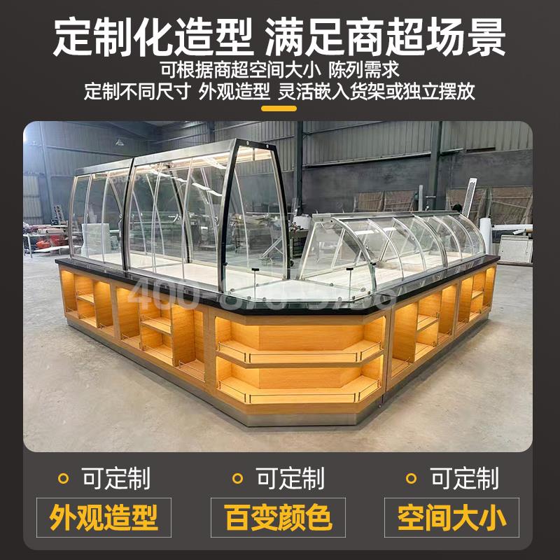 超市熟食面点展示柜卤菜凉菜柜L型转角冷藏保鲜柜保温加热柜摆台
