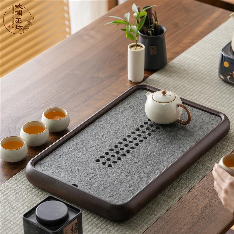 茶盘家用2026款乌金石沥水托盘一人用小型储水茶台高档功夫泡茶台