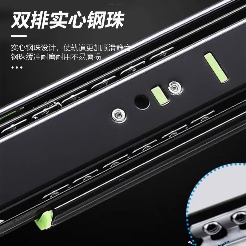 新款三节抽屉轨道滑轨缓冲阻尼静音导轨衣橱柜滑道工程家具顺滑款