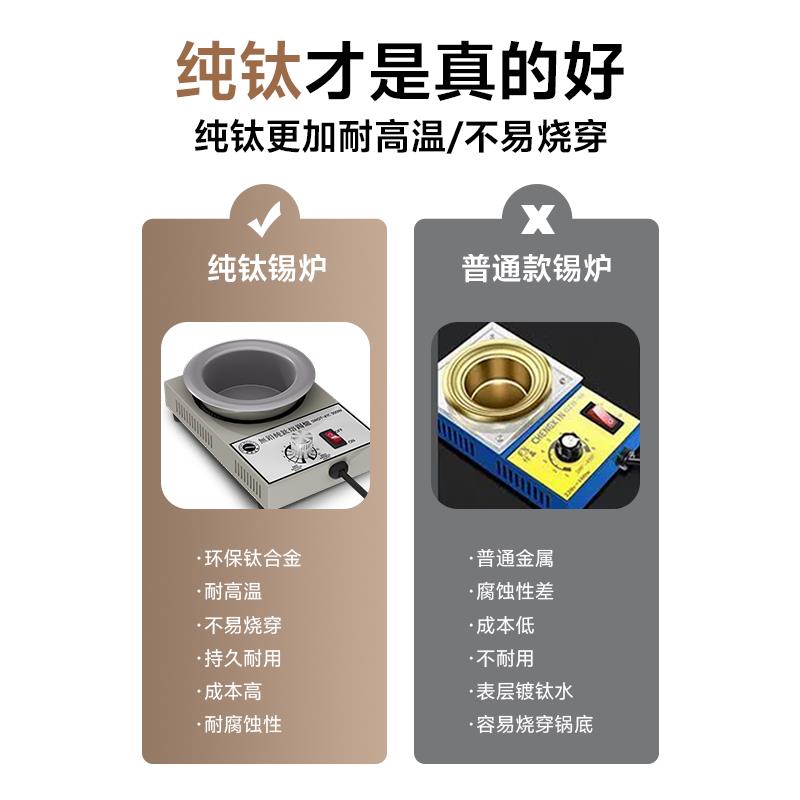 焊锡锅 锡炉小型 无铅可调温纯钛浸锡机环保熔锡烫锡电线 线上锡图片
