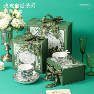 家用乔迁礼品碗商务高档礼品 鹿家嘴釉下彩玫瑰皇后陶瓷餐具套装