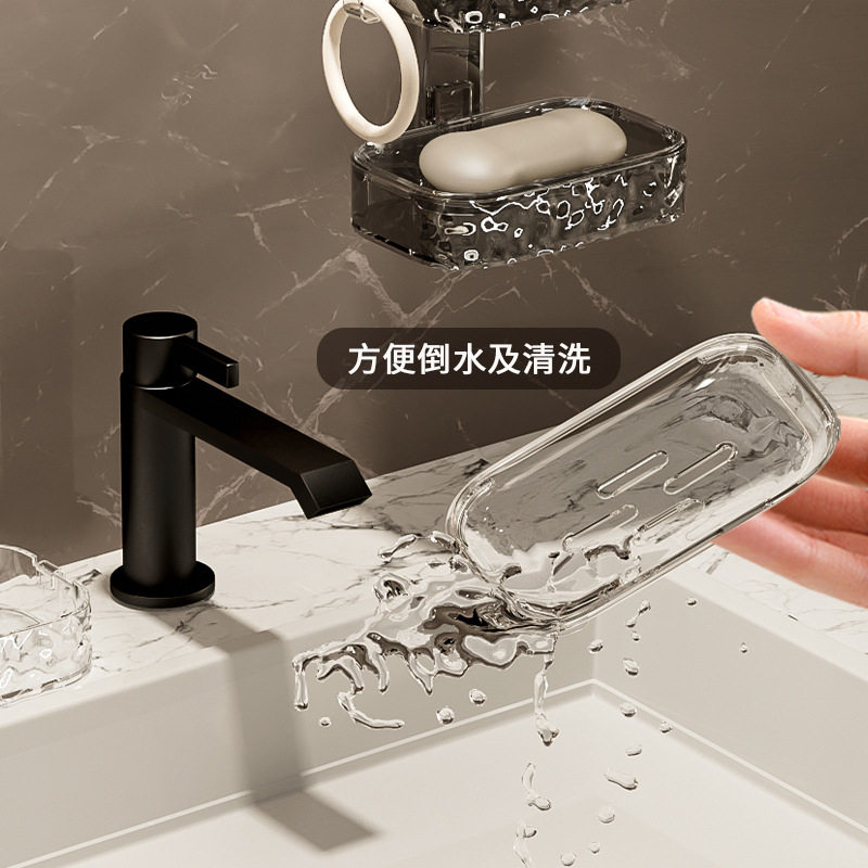肥皂盒吸盘免打孔壁挂式单层香皂置物架双层洗衣皂支架海绵沥水架
