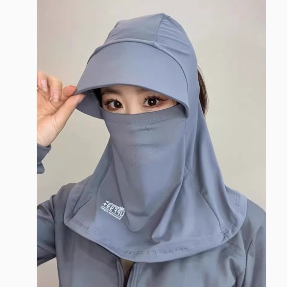 全方位防晒面罩面部防护透气户外护颈显脸小全脸遮阳帽女防紫外线