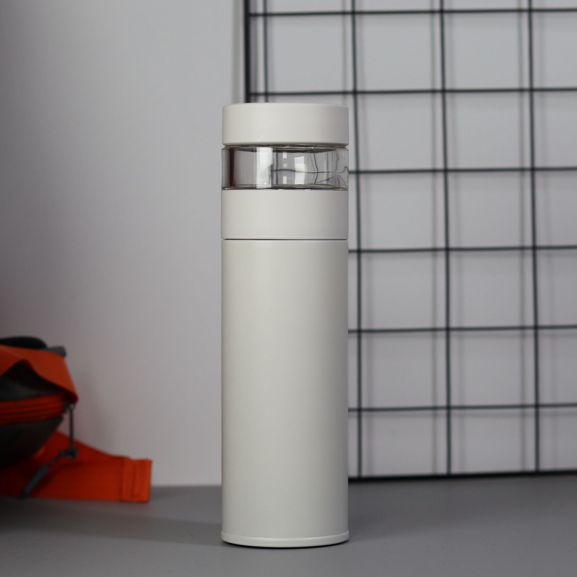 led温显茶道水杯不锈钢带滤网透明保温杯户外智能泡菜黑白礼品杯