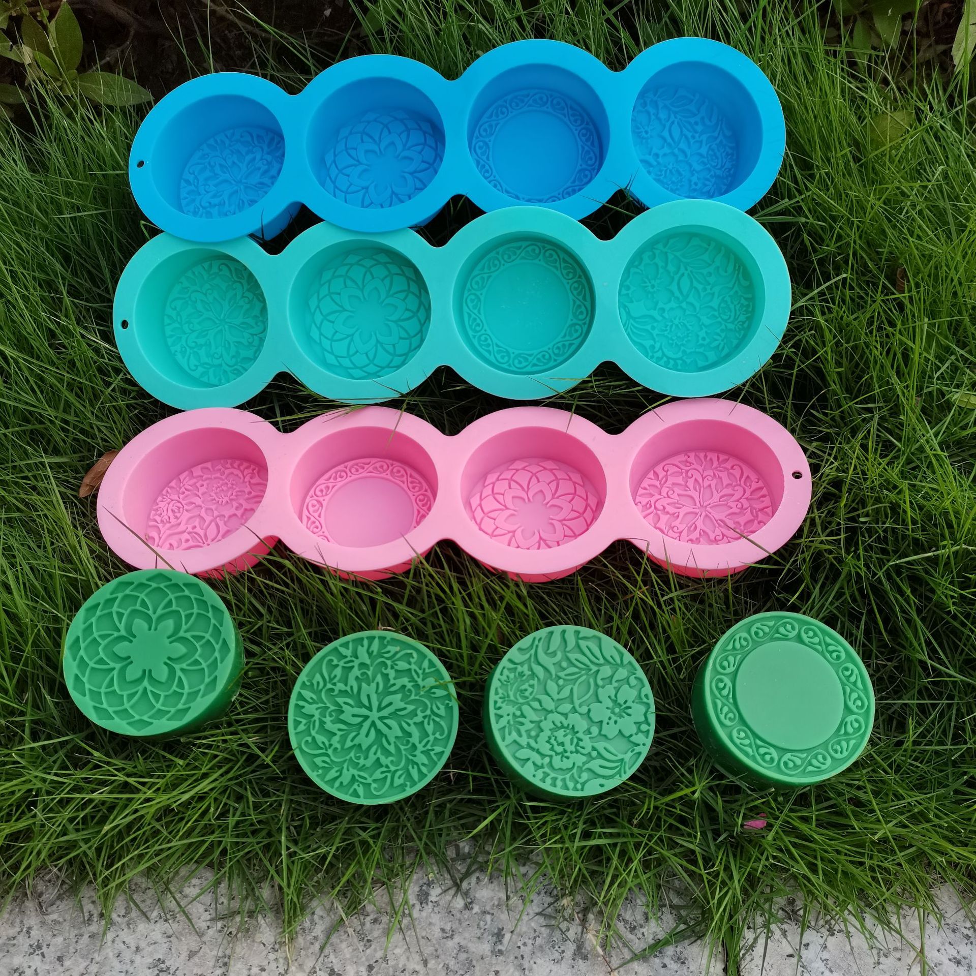 四连不同花型圆形硅胶模