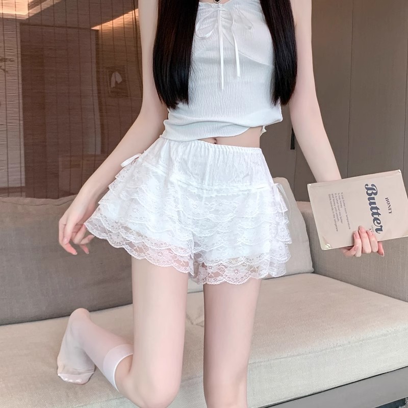 五层蕾丝安全裤蛋糕裙透气打底裤女防走光夏季南瓜裤蓬蓬短裙裙子