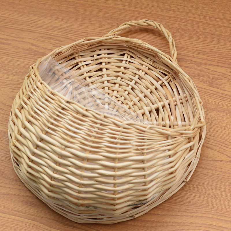 藤编壁挂花篮墙挂花盆挂篮柳编挂式悬挂编织手工篮子田园挂墙蓝