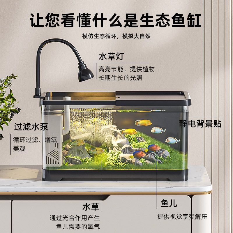 鱼缸水族箱桌面生态金塑