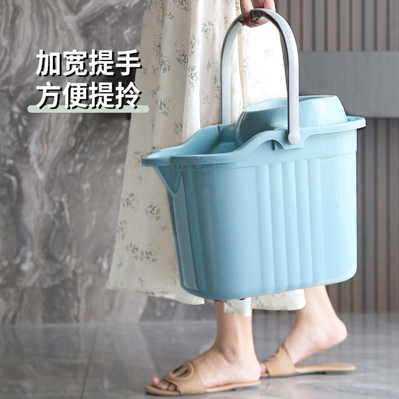 加厚加高拖地桶带轮子家用长方形拖把桶大容量提手塑料清洁脱水桶图片