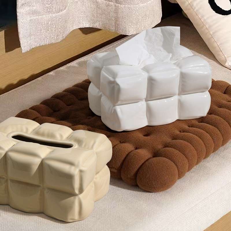 创意高级感陶瓷纸巾盒客厅高档轻奢摆件家用茶几抽纸盒餐桌装饰品