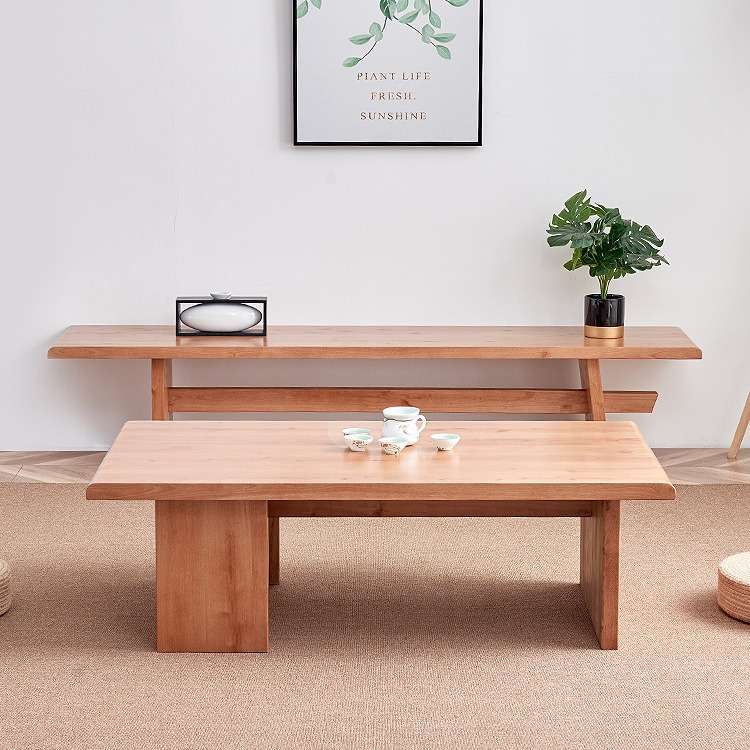 日式简约实木茶几个性创意樱桃色矮桌设计师款小户型桦木实木茶几