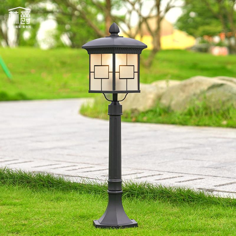 林爵太阳能草坪灯户外庭院防水新中式草地地插式园林花园接电地灯